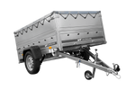 Lehký přívěs na pružinách 200x125 UNITRAILER GARDEN 201/R KIPP s bočnicemi BIS, rámem H-0 a šedou plachtou