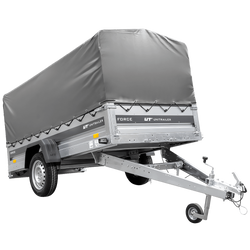 Přívěs pro auto 264x125 UNITRAILER FORCE 264 KIPP s rámem H-800 a šedou plachtou