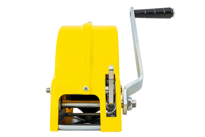 Ruční naviják 450 KG s páskem KNOTT, žluté pouzdro