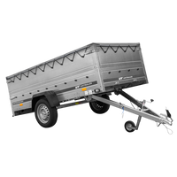 Jednonápravový přívěs na pružinách 264x125 UNITRAILER GARDEN 264/R KIPP s bočnicemi BIS, rámem H-0 a šedou plachtou