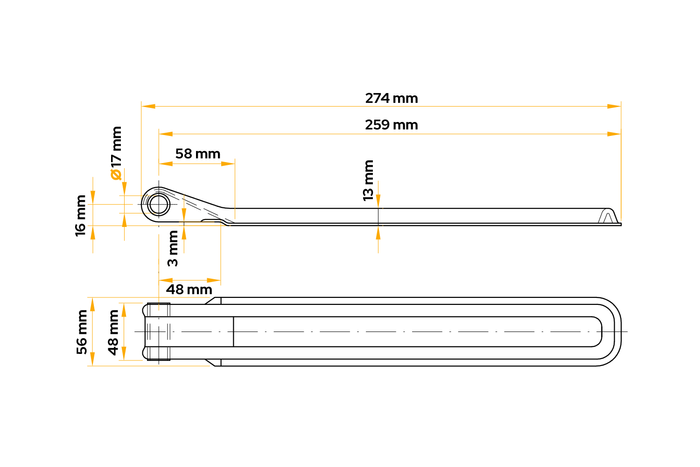 Boční pant s držákem UNITRAILER BSCH 10-270+BSCHG 10-A kompletní boční montáž na přívěs