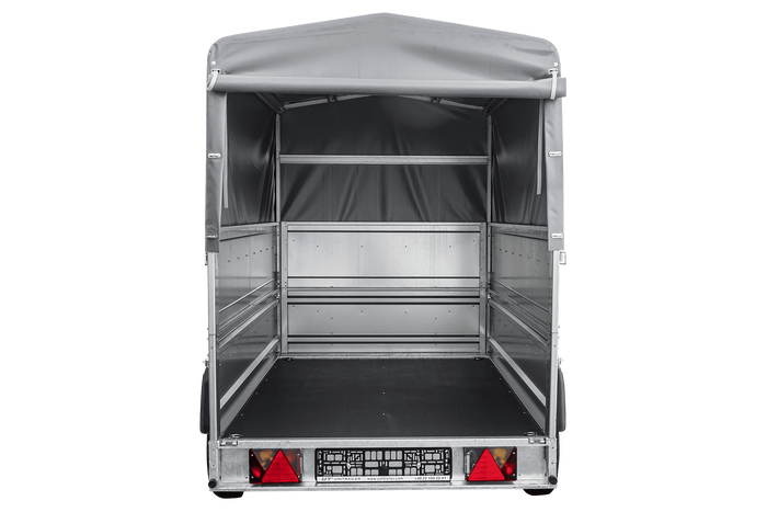 Přívěs za auto 230x125 UNITRAILER FORCE 230 KIPP s bočnicemi BIS, rámem H-800 a šedým krytem