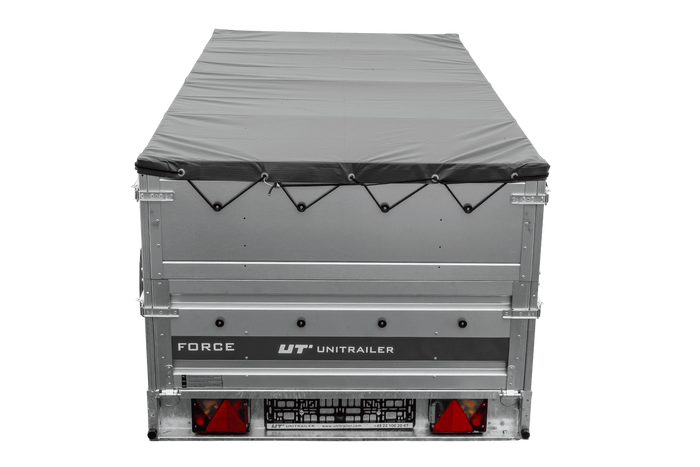Lehký přívěs 264x125 UNITRAILER FORCE 264 KIPP s bočnicemi BIS, rámem H-0 a šedou plachtou