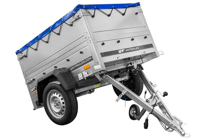 Přívěs Garden Trailer 150 KIPP s BIS bočnicemi a modrou plachtou