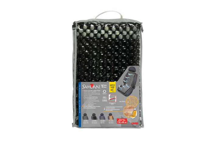 Dřevěný korálkový podsedák Samurai LAMP šedý/antracit, podložka do auta