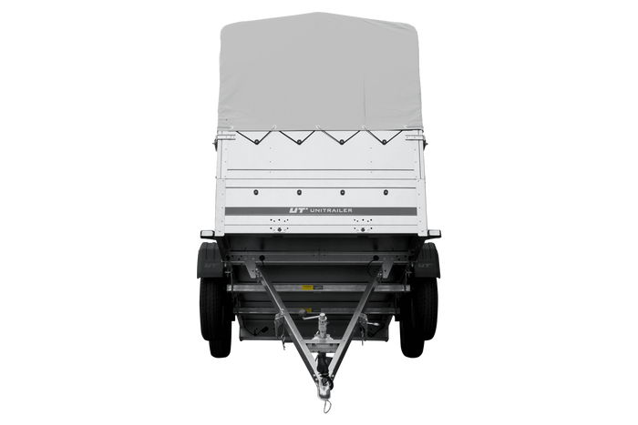 Dvounápravový přívěs 264x125 UNITRAILER GARDEN 264/2 KIPP s bočnicemi BIS, rámem H-800 a šedou plachtou
