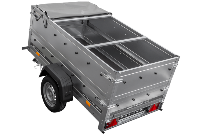 Přívěs Garden Trailer 200 Kipp s BIS bočnicemi, rámem H-0 a šedou plachtou