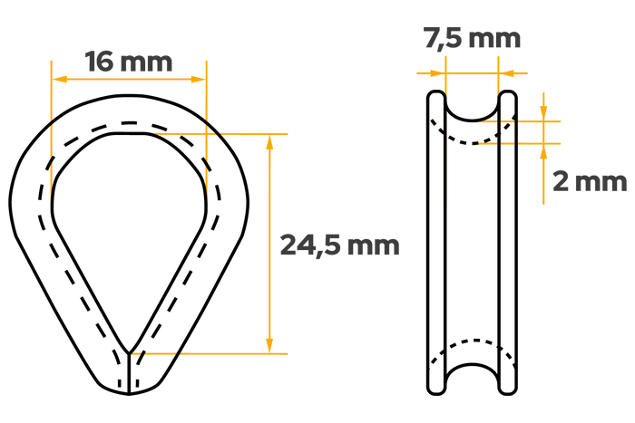 Lanový náprstek DROMET KU.6, ocelový kousek, 6 mm