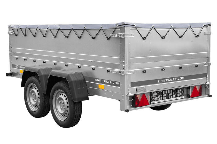 Přívěs Garden Trailer 264/2 KIPP s BIS bočnicemi, rámem H-0 a šedou plachtou