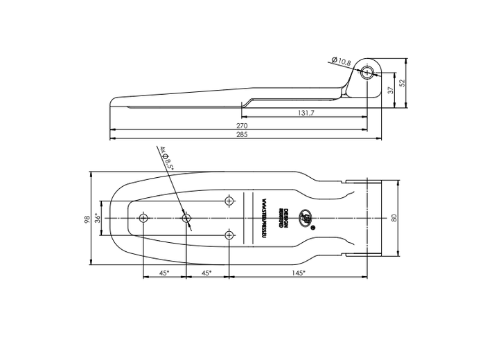 Boční pant pro montáž STEELPRESS HB-01.270-02 na boční stranu přívěsu