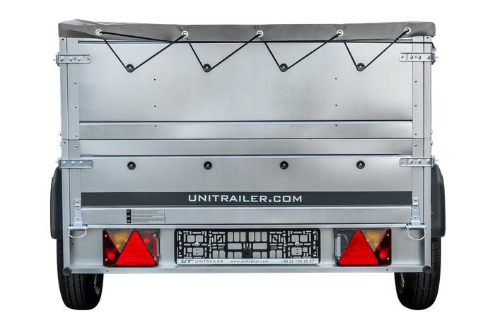 Jednonápravový přívěs 230x125 UNITRAILER GARDEN 230 KIPP s bočnicemi BIS, rámem H-0 a šedým krytem