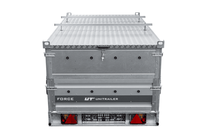 Jednonápravový přívěs na pružinách 264x125 UNITRAILER FORCE 264/R KIPP s bočnicemi BIS a hliníkovou plachtou
