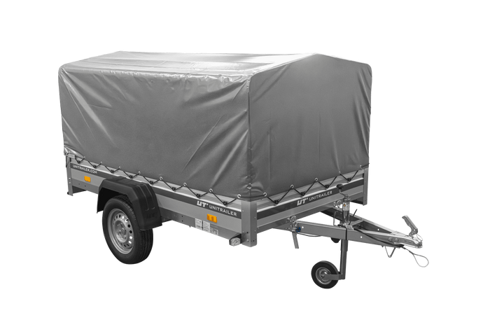 Jednonápravový přívěs s hliníkovými bočnicemi 230x125 Unitrailer Garden 230 KIPP ALU s rámem H-800 a šedým krytem