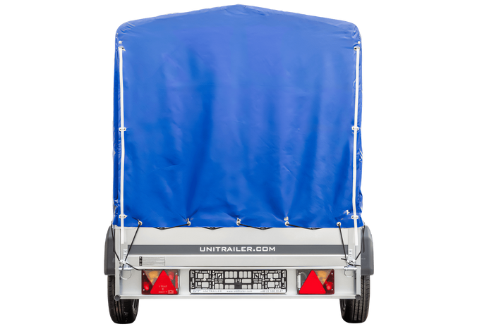 Přívěs pro auto 230x125 UNITRAILER GARDEN 230 KIPP s rámem H-1100 a modrým krytem