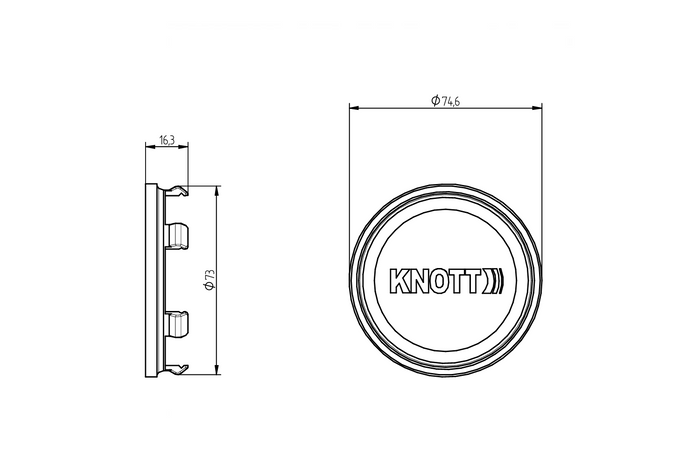 Krytka ložiska náboje KNOTT 75mm pro hliníková kola