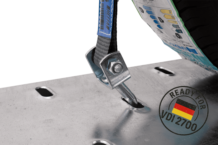 Sada čtyř přepravních pásů pro přívěsy HEFFA CARLINE 130, pásy pro zajištění kol 2,8 m/35 mm/3 t VDI 2700