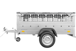 Přívěs za auto 200x125 UNITRAILER GARDEN 201 KIPP s pletivovými bočnicemi, rámem H-0 a šedým krytem