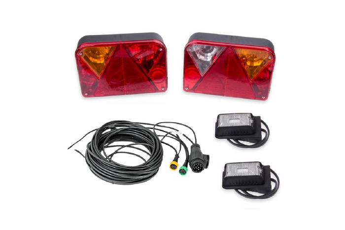 Sada světel: zadní světla DOBPLAST + obrysová světla DOBPLAST LED + kabelový svazek MANTES 7m 13-pinový
