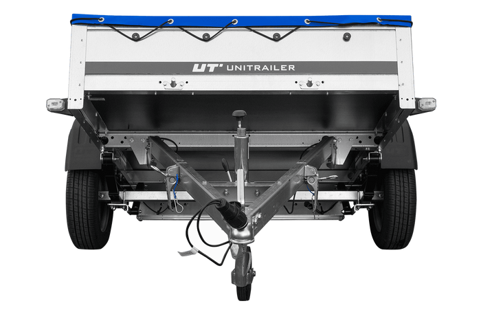 Přívěs za auto na pružinách 200x125 UNITRAILER GARDEN 201/R KIPP s rámem H-0 a modrým krytem