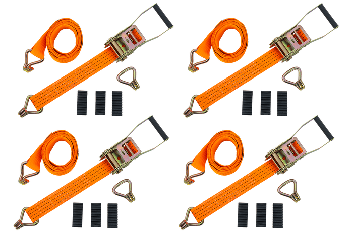 Sada čtyř tříbodových přepravních pásů s napínačem pro přívěs UNITRAILER 3m/50mm/4t oranžová