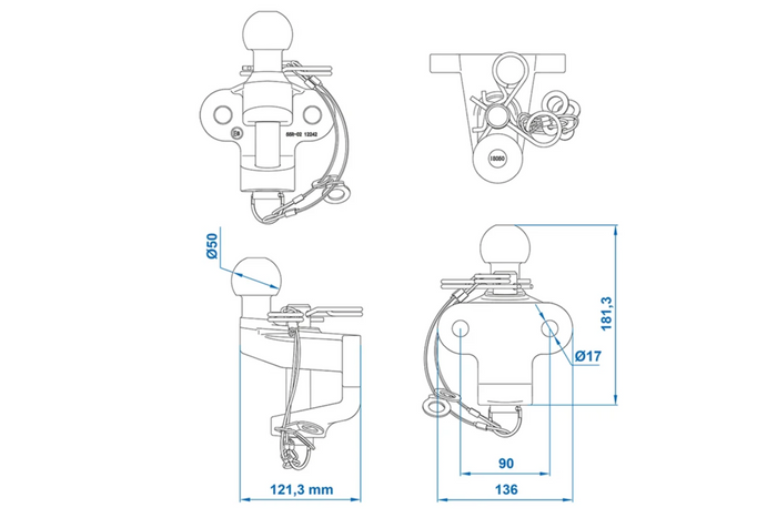 ProPlus 341213V01 kulička tažného zařízení s dvojitou funkcí 50 mm 3500 kg