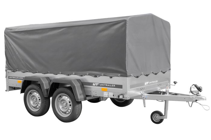 Dvounápravový přívěs 264x125 UNITRAILER GARDEN 264/2 KIPP s rámem H-800 a šedou plachtou