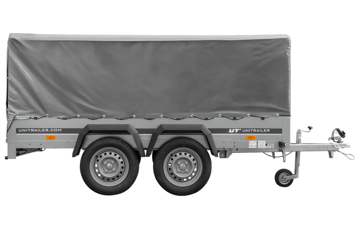 Dvounápravový přívěs 264x125 UNITRAILER GARDEN 264/2 KIPP s rámem H-800 a šedou plachtou