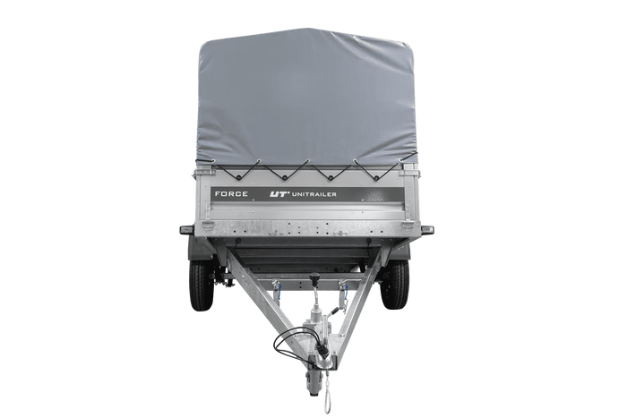 Jednonápravový přívěs na pružinách 264x125 UNITRAILER FORCE 264/R KIPP s rámem H-800 a šedým krytem