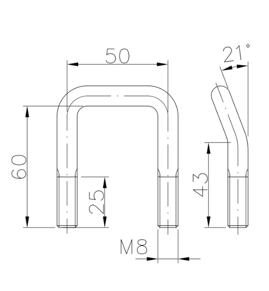 WINTERHOFF ZBF 10-PO čtyřhranný třmen typ C M8 50/60