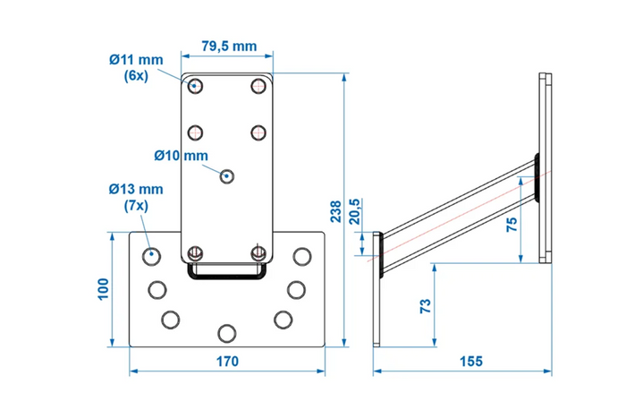 ProPlus 342643 Montážní držák rezervní pneumatiky přívěsu, úhel 8-16"