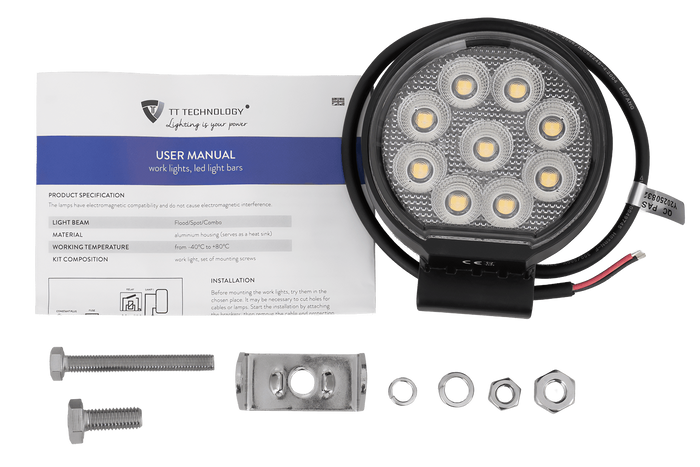 LED pracovní reflektorová svítilna TT TECHNOLOGY TT.13337 36xLED 2880lm kulatá