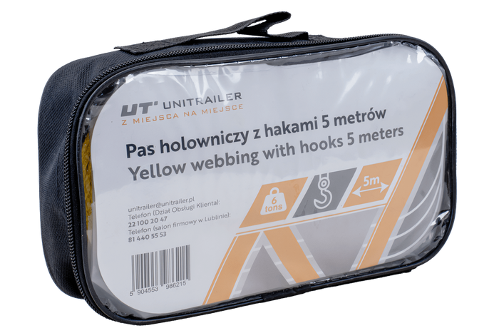 Tažné lano s háky Tažný popruh UNITRAILER 5m/50mm/6t žlutý