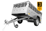 Jednonápravový přívěs 200x125 UNITRAILER GARDEN 201 KIPP s pletivovými bočnicemi a šedou plachtou