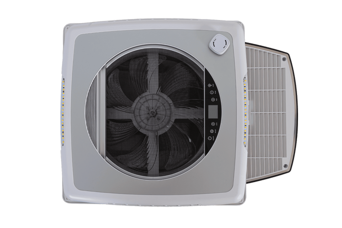 Automatický střešní ventilátor PUNDMANN PLUS FAN pro obytné vozy s osvětlením, roleta 400×400 mm