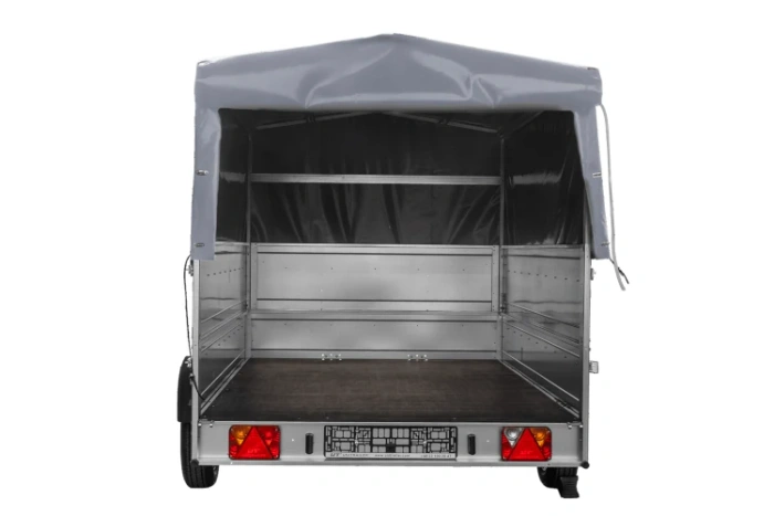 Jednonápravový přívěs na pružinách 264x150 UNITRAILER GARDEN 265/R KIPP s bočnicemi BIS, rámem H-800 a šedým krytem