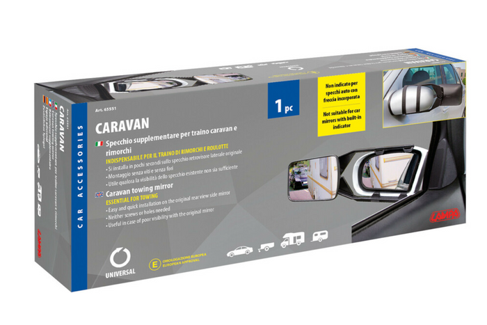 Zrcátko pro tažné zařízení přívěsu LAMP CARAVAN 150×110 mm
