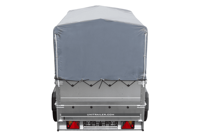 Lehký přívěs na pružinách 200x125 UNITRAILER GARDEN 201/R KIPP s bočnicemi BIS, rámem H-800 a šedým krytem