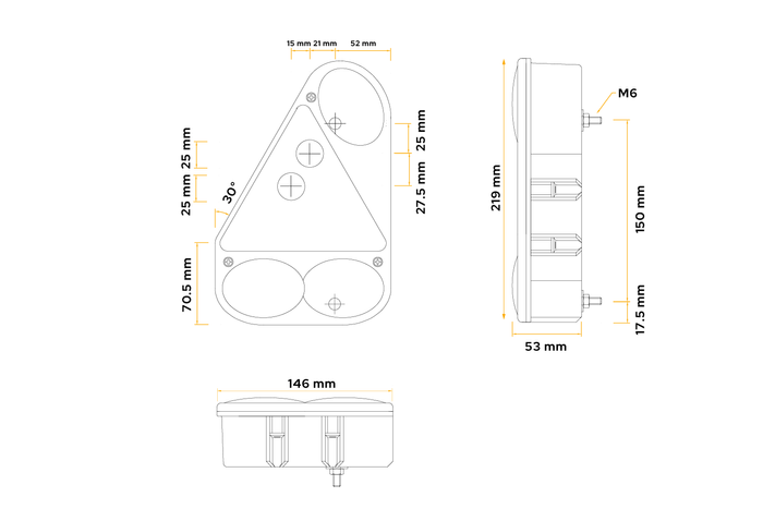 Zadní svítilna ASPÖCK Earpoint III, 5 funkcí, pravá