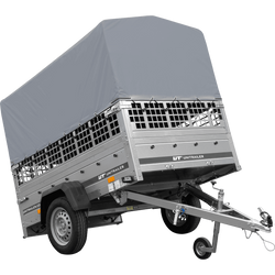 Jednonápravový přívěs 200x125 UNITRAILER GARDEN 201 KIPP s pletivovými bočnicemi, rámem H-800 a šedým krytem