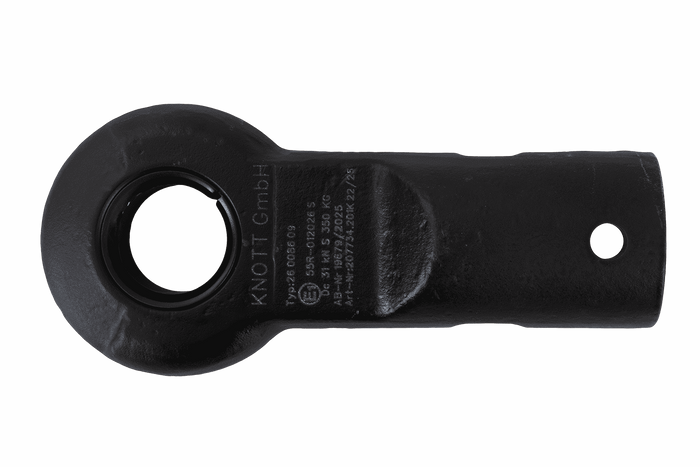 Tažné oko KNOTT KK7293S pro přívěs o hmotnosti 3500 kg s trubkovou ojí o průměru 45 mm, nový typ