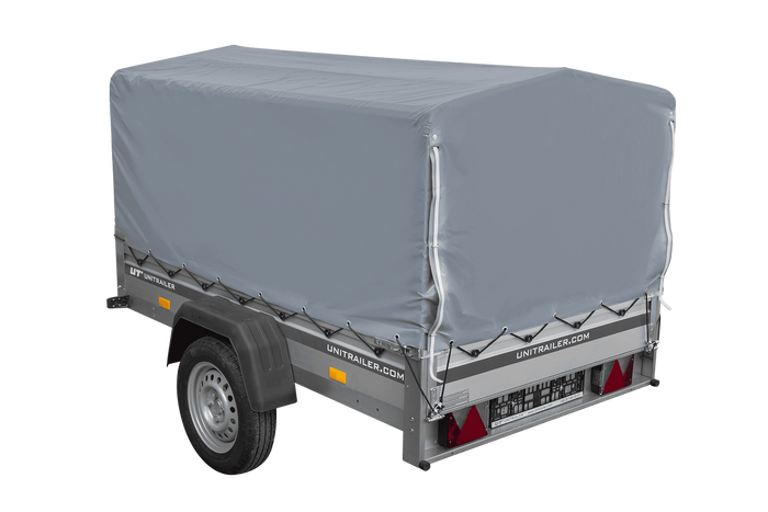 Jednonápravový přívěs s hliníkovými bočnicemi 200x125 Unitrailer Garden 201 KIPP ALU s rámem H-800 a šedým krytem