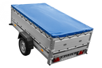 Jednonápravový přívěs s hliníkovými bočnicemi 230x125 Unitrailer Garden 230 KIPP ALU s bočnicemi BIS, rámem H-0 a modrým krytem