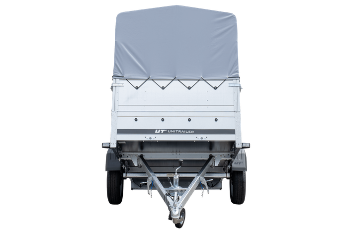 Přívěs za auto 230x125 UNITRAILER GARDEN 230 KIPP s bočnicemi BIS, rámem H-800 a šedým krytem