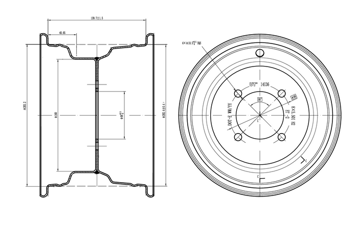 Ocelový disk UNITRAILER černý 5.5Ix8"H2 4x88 ET:-2