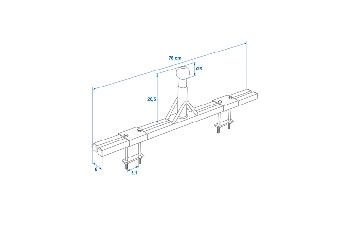 Adaptér nosiče kol ProPlus 330238 na tažné zařízení pro karavan s ojí 760 mm