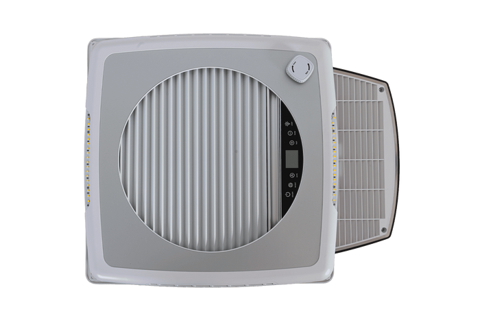Automatický střešní ventilátor PUNDMANN PLUS FAN pro obytné vozy s osvětlením, roleta 400×400 mm