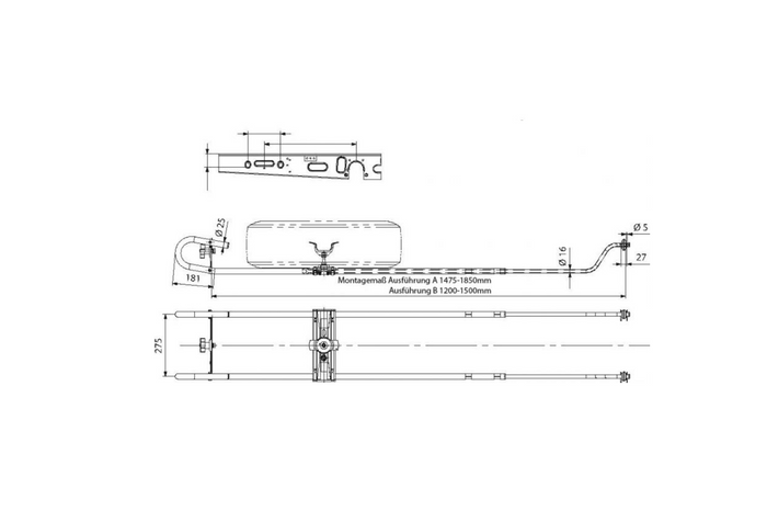 Držák rezervního kola KNOTT pro karavan 1200-1500 mm