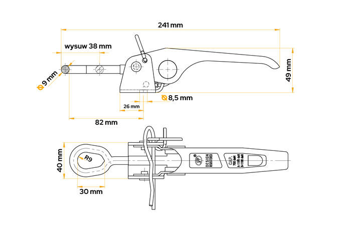 Boční závěs STEELPRESS ZB-03 pro excentrické boční zamykání přívěsu