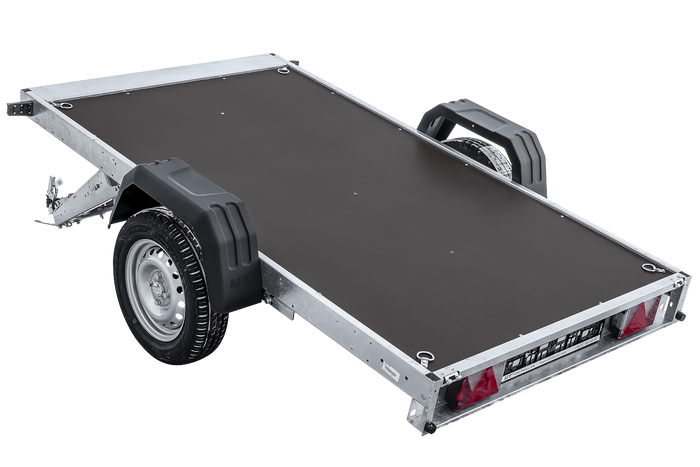 Přívěs za auto na pružinách 230x125 UNITRAILER FORCE 230/R KIPP s rámem H-1100 a šedým krytem