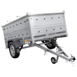 Jednonápravový přívěs na pružinách 230x125 UNITRAILER GARDEN 230/R KIPP s bočnicemi BIS a hliníkovou plachtou
